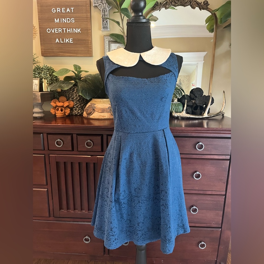 Peter Pan Collared Blue Dress Sz S